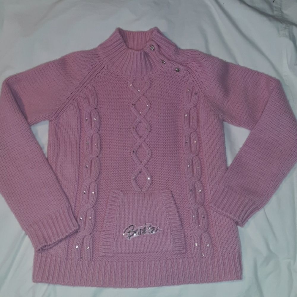 Sequined Barbie Pink Front Pocket Bling Sweater Barbiecore Size Medium